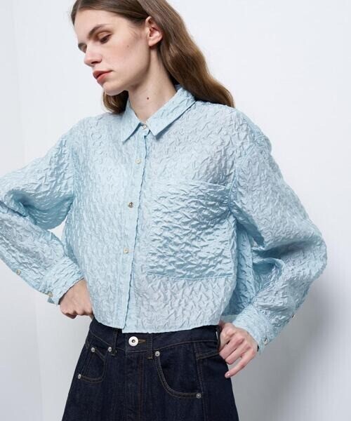 LANVIN en Bleu クロップドフレアシャツ