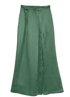 AMERI VINTAGE HEAVY SATIN ASYMMETRY TUCK SKIRT