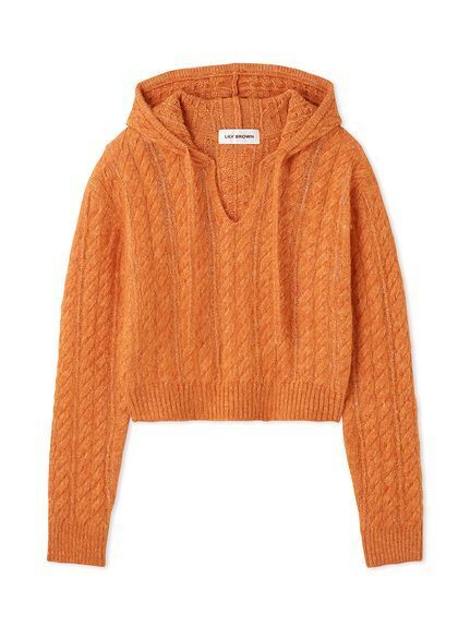 Lily Brown ケーブルニットフーディー
