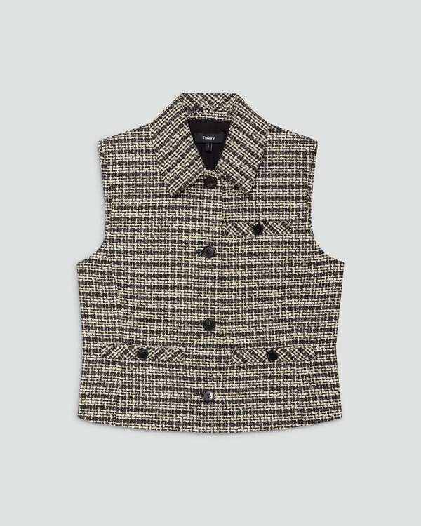 Theory Stripe Tweed Collar Vest