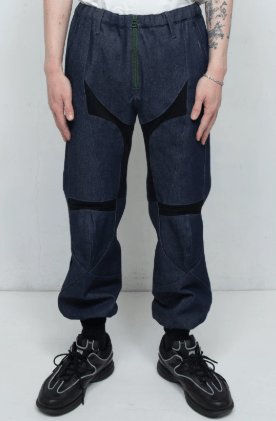 BODYSONG. SPEEDING MOTORCYCLE DENIM TROUSERS