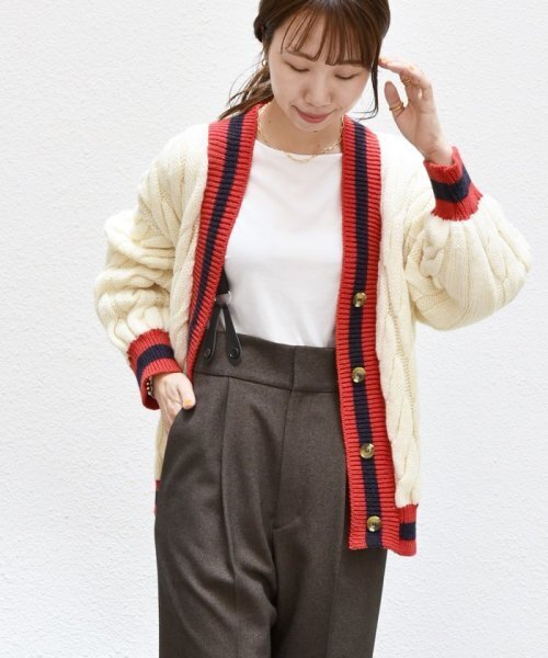 SHIPS 【SHIPS any別注】Oldderby Knitwear: Vネック クリケット カーディガン
