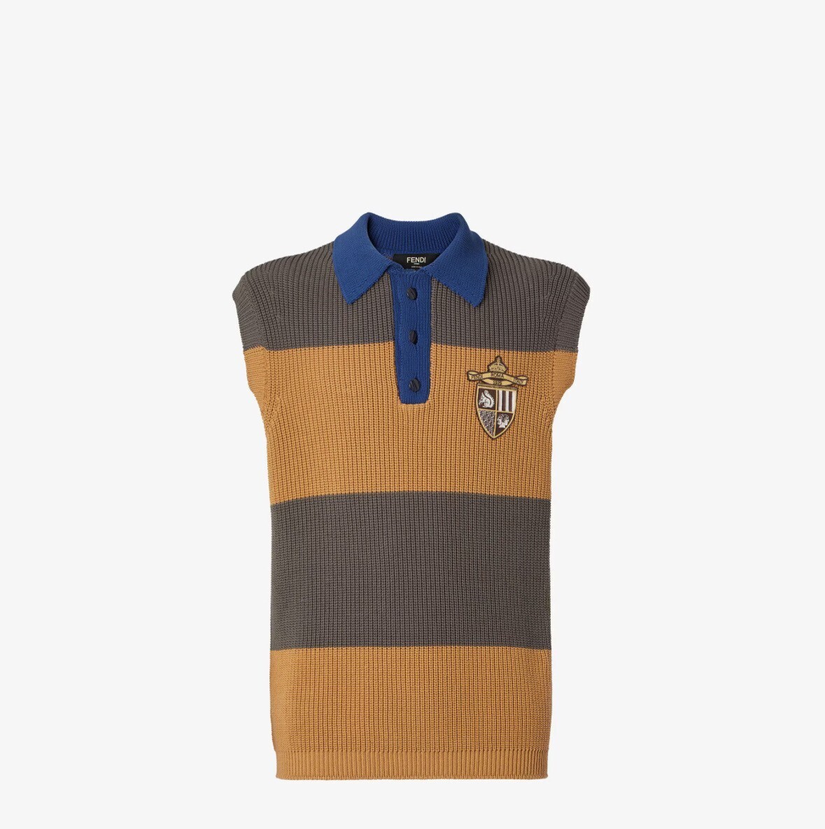 FENDI ポロシャツブラウン＆イエロー コットンウエストコート