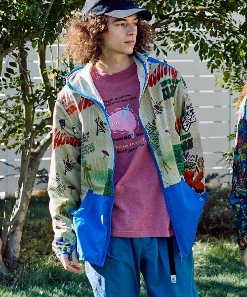 go slow caravan メッシュ防蚊加工 総柄プリントパーカーJKT