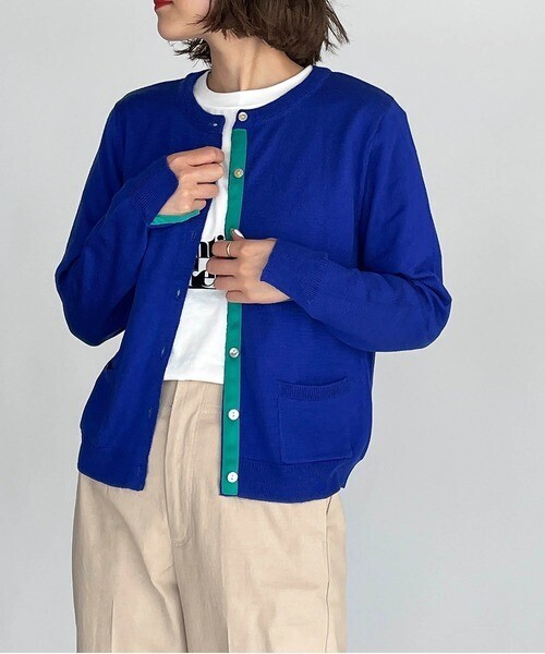 PICCIN シェルボタンバイカラーカーディガン