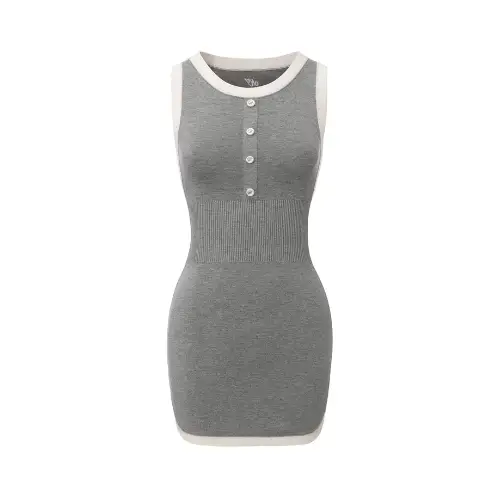 Nana Jacqueline Wilhelmina Contrast-Trim Knit Grey Mini Dress