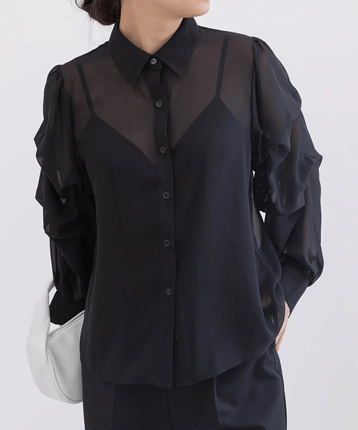 Jolie Mallette Shirring Sleeve Shirt