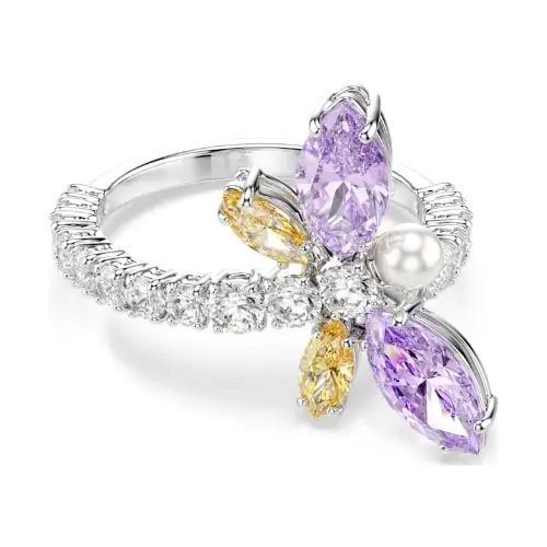 SWAROVSKI モチーフのあるリング ミックスカット, トンボ, マルチカラー, ロジウム・プレーティング
