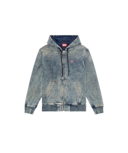 DIESEL メンズ トラックデニム ジップアップパーカー