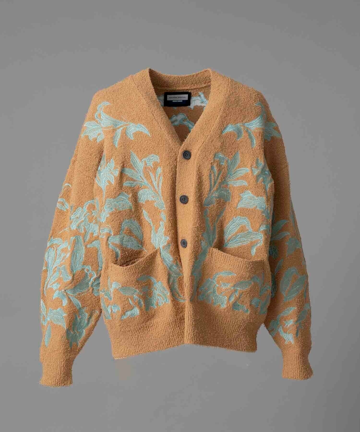 MAISON SPECIAL Prime-Over Flower Embroidery Cardigan