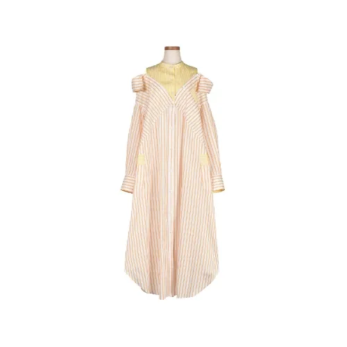 KEITA MARUYAMA Open Shoulder Stripe シャツワンピース