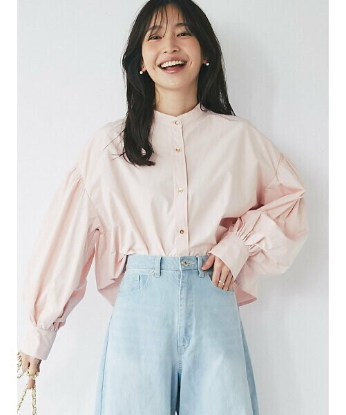 La boutique BonBon クロップドボリュームスリーブシャツ