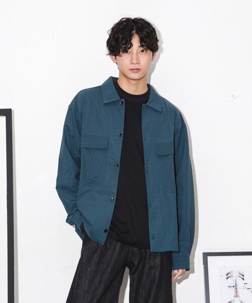 nano・universe ストレッチワイドCPOシャツ 長袖
