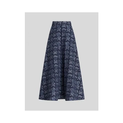 ETRO アップルモチーフ ジャカード デニム クロップド トップス