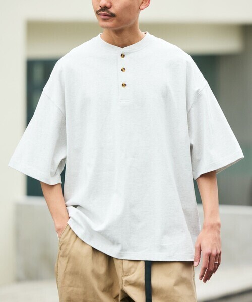 FREAK'S STORE Heavyweight ビッグシルエット ヘンリーネックTシャツ