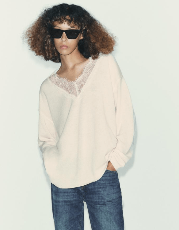 ZARA レースニットセーター