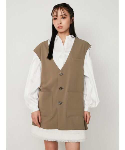 CALNAMUR Vネックロングベスト