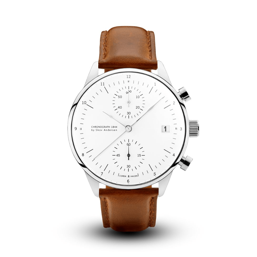 About Vintage 1844 Chronograph White (茶色のレザーベルト付き)