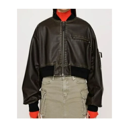 SLY VINTAGE F/LEATHER CROP ブルゾン