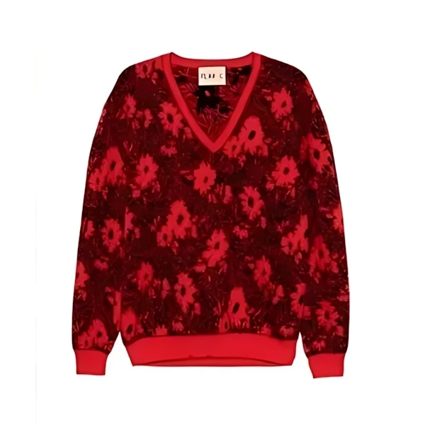 Plan C MERANGE FLOWER VNECK KNIT