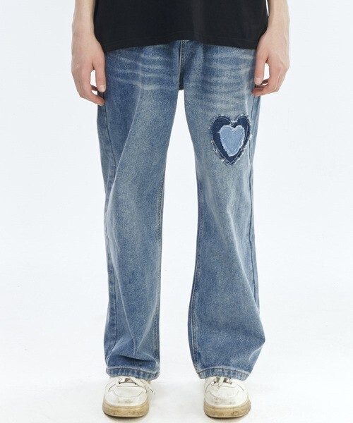 THE GREATEST Heart Patch Denim Pants