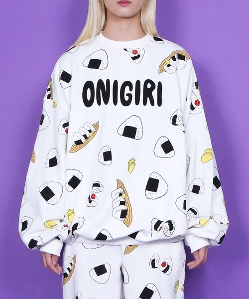 PUNYUS フード総柄スウェット(ONIGIRI)