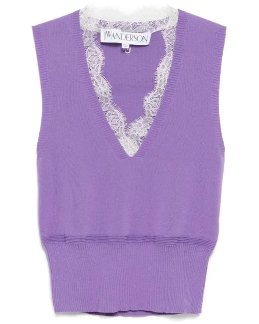 JW Anderson Lace Trim V Neck Vest