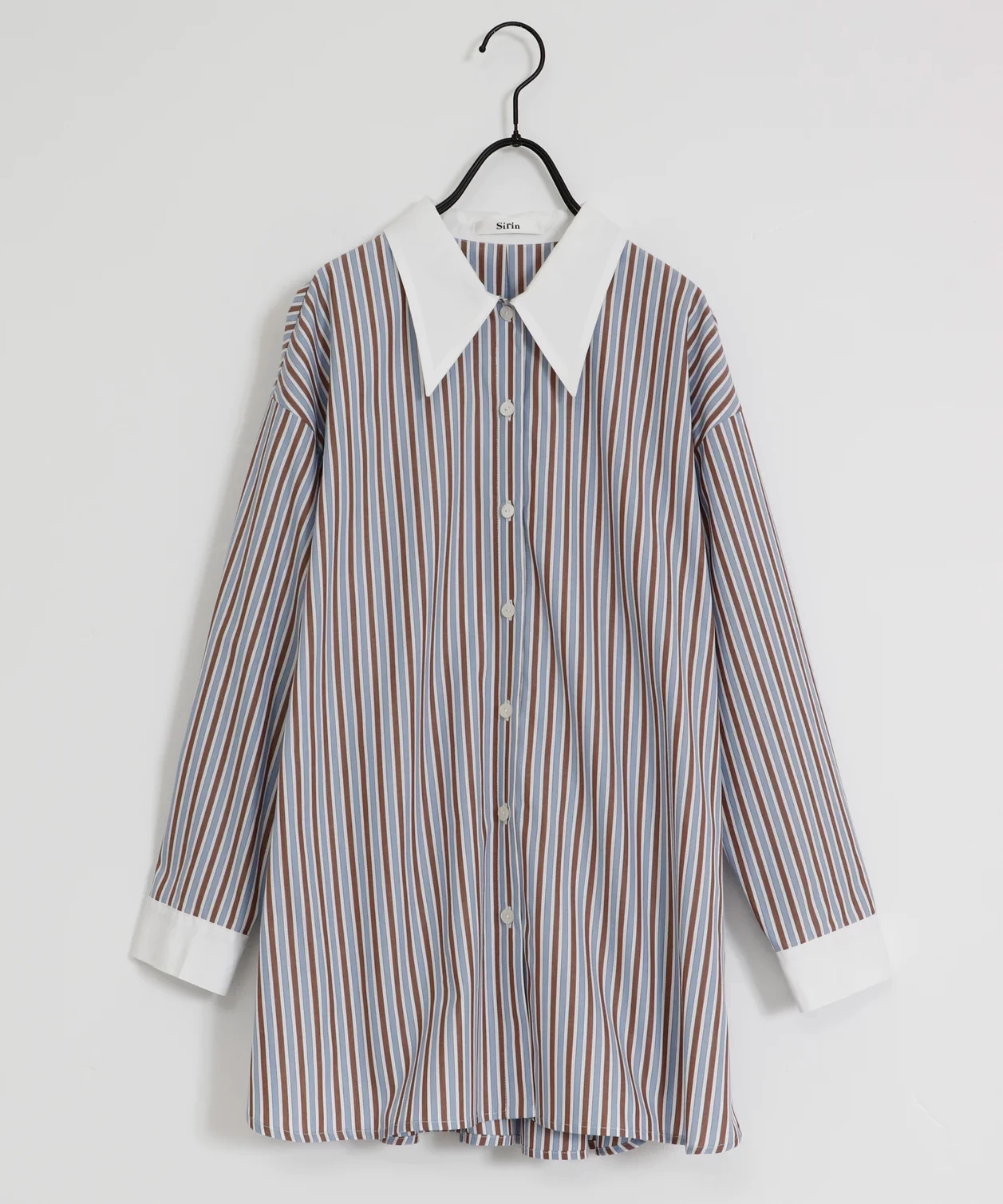 sirin 【マルチストライプ柄】小柄ロングシャツ