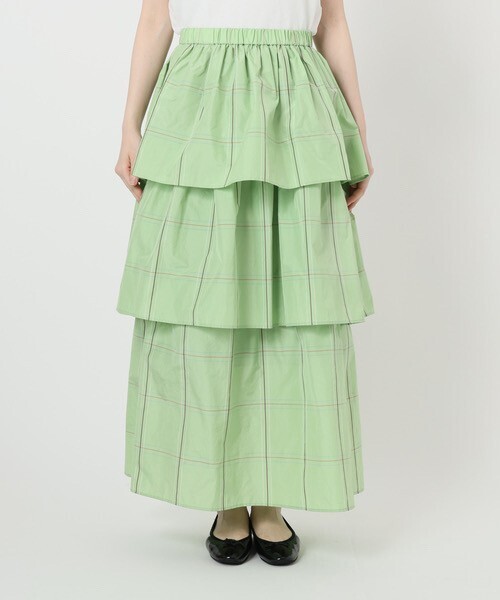 IENA LA BOUCLE ライトタフタチェックティアードスカート