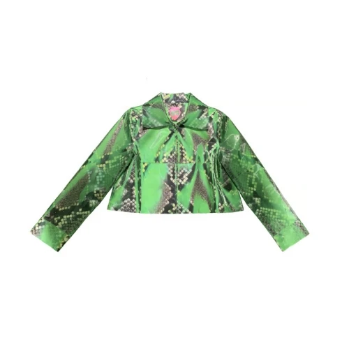 LEEANN HUANG HOLOGRAPHIC MINI JACKET [GREEN PYTHON]