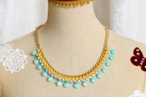 Emiko Watanabe collection 編込みカラーストーンネックレスN1052