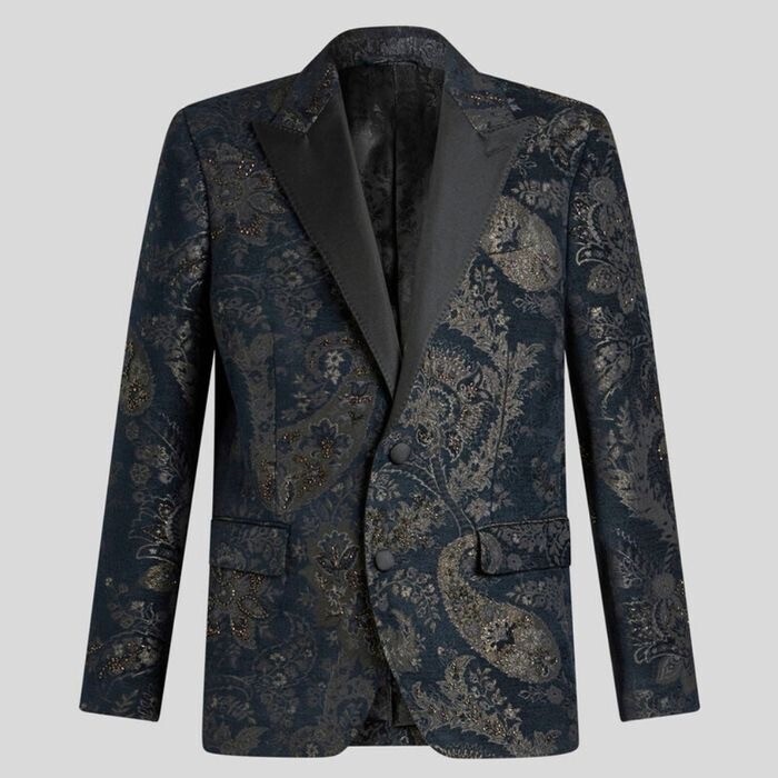 ETRO ジャケット ジャカード シルクラペル