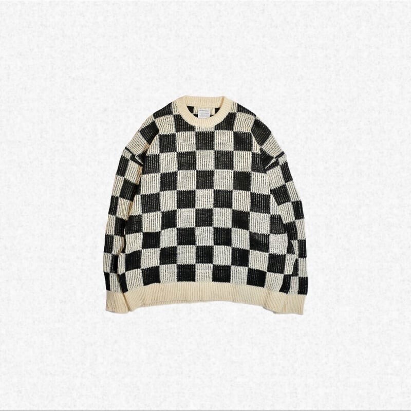 FACCIES RE/C CHECKERED FLAG KNIT PO - BLACK