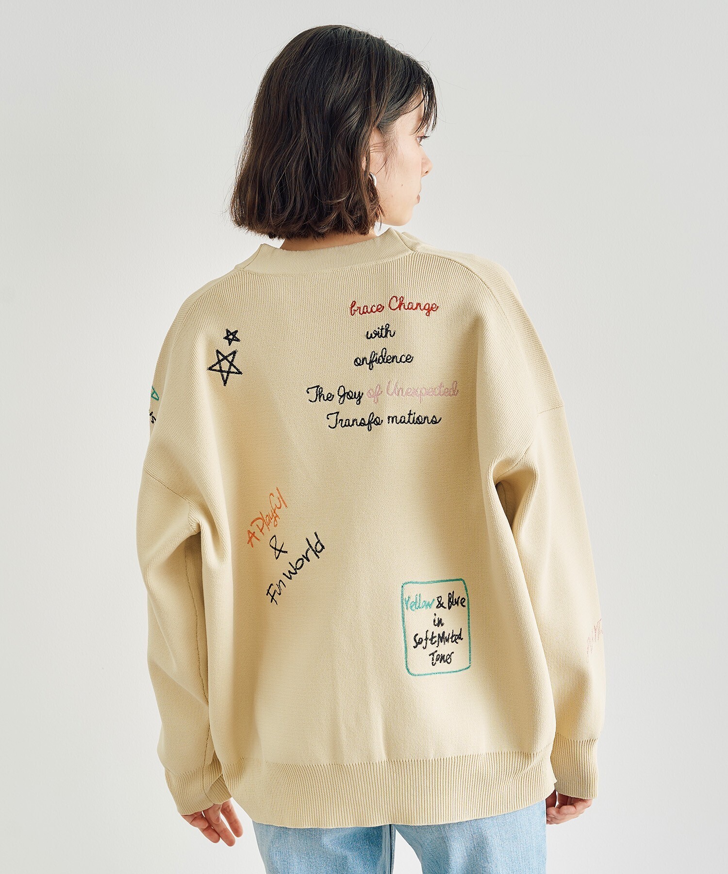 COCODEAL ロゴ刺繍ニットカーディガン
