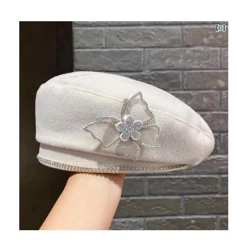 SHEIN ラインストーン付きバタフライモチーフベレー帽