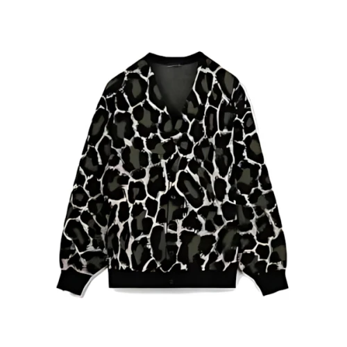 LAD MUSICIAN POLYESTER WJQ KNIT LEOPARD CARDIGAN
