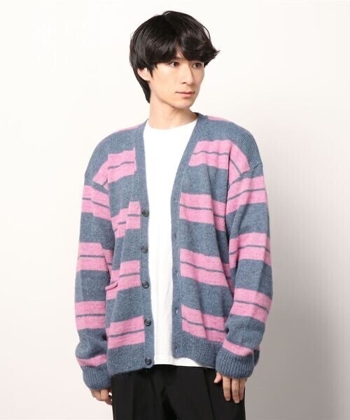 POP TRADING COMPANY STRIPED KNIT CARDIGAN