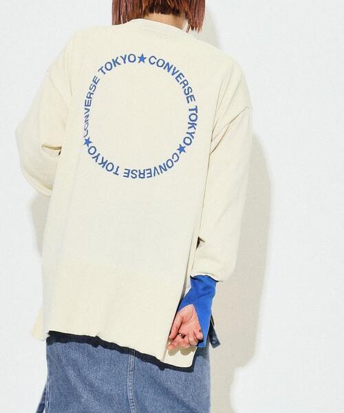 CONVERSE TOKYO バックロゴ バイカラー カーディガン