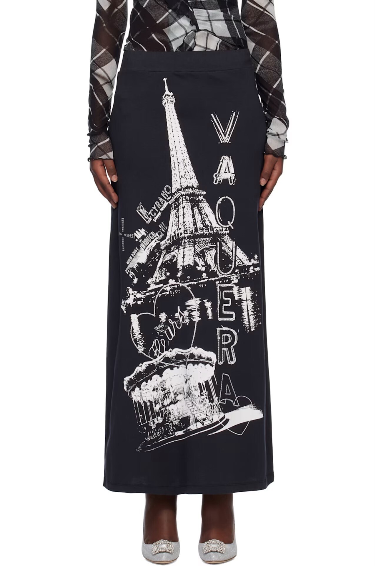 VAQUERA ブラック Paris マキシスカート