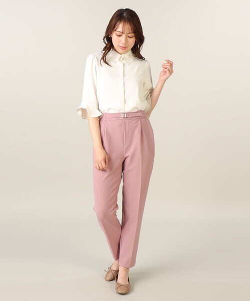 LAISSE PASSE バックルデザインテーパードパンツ