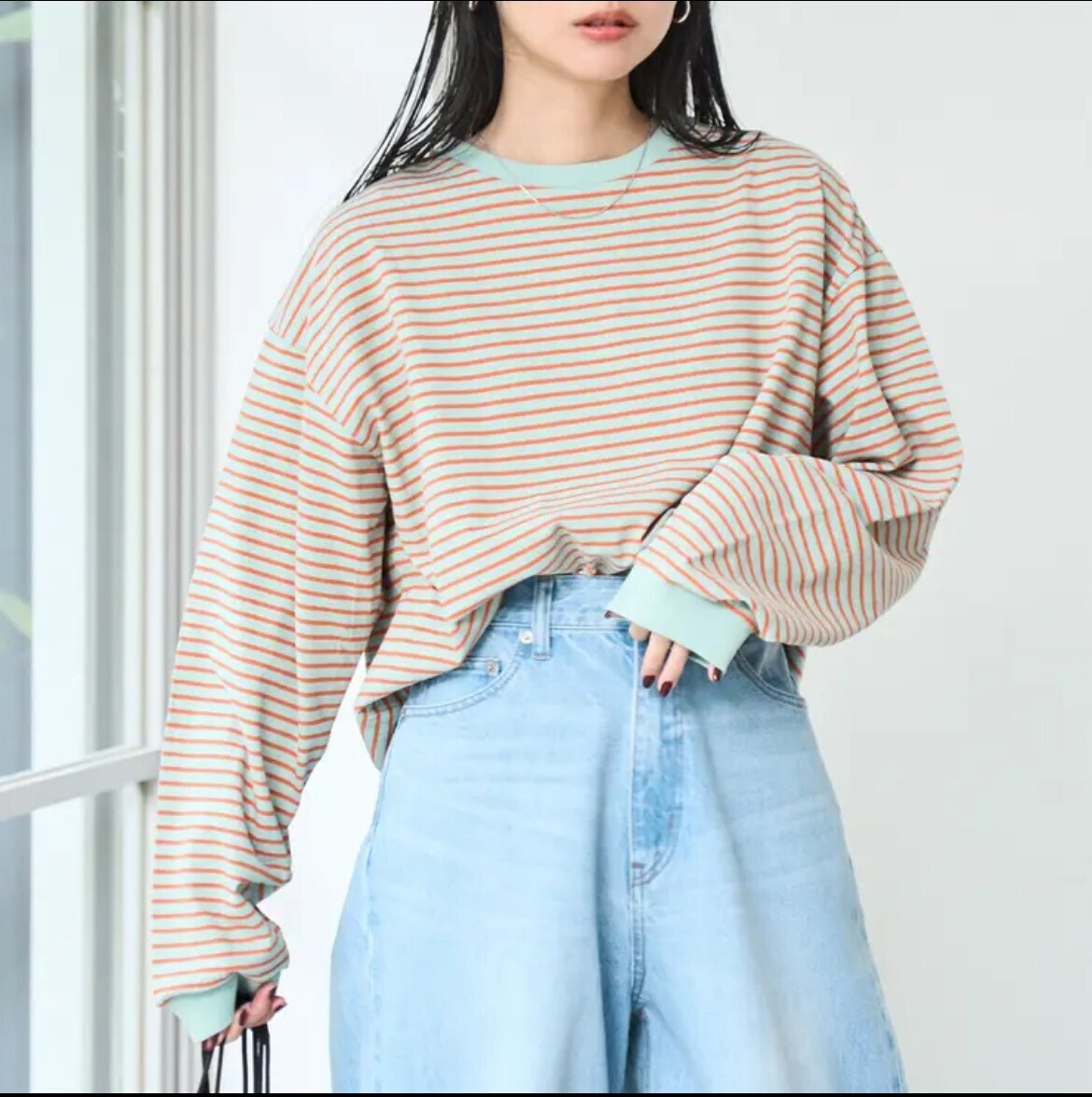 coen USAコットンレトロボーダーTシャツ