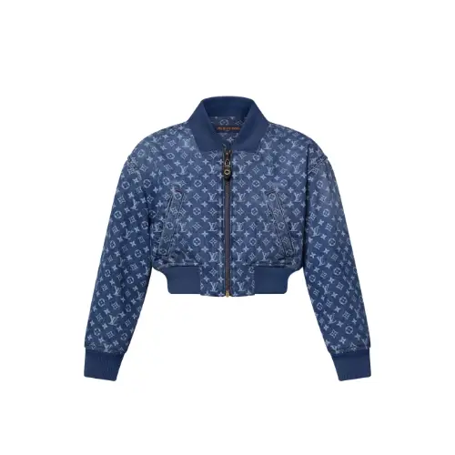 LOUIS VUITTON クロップド モノグラム デニム ボンバージャケット
