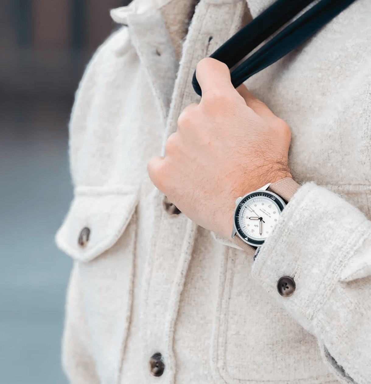About Vintage 1956 Marine Steel / Navy & Off White (コーデュラ素材カーキー色のベルト付き)
