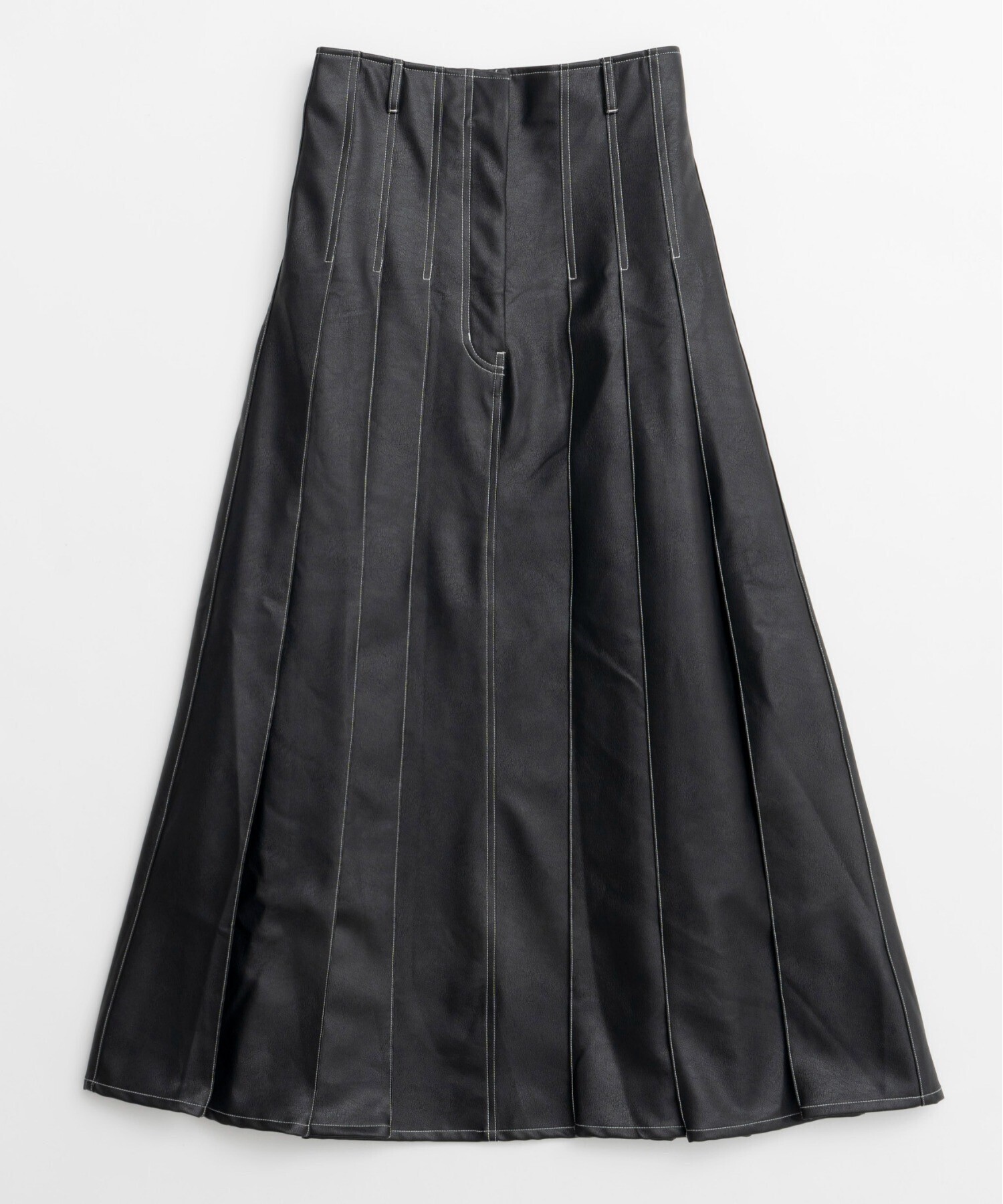 MAISON SPECIAL Tack Pleats Vegan Leather Long Skirt