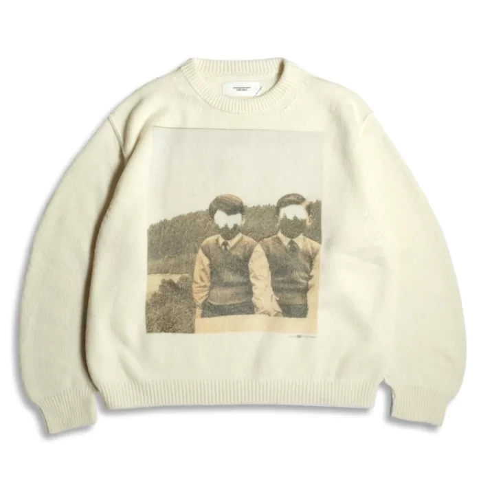 JOHN MASON SMITH 5G WOOL CURVE SLEEVE PRINT KNIT