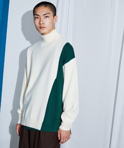Neucon 23AW 配色レイヤードタートルニット