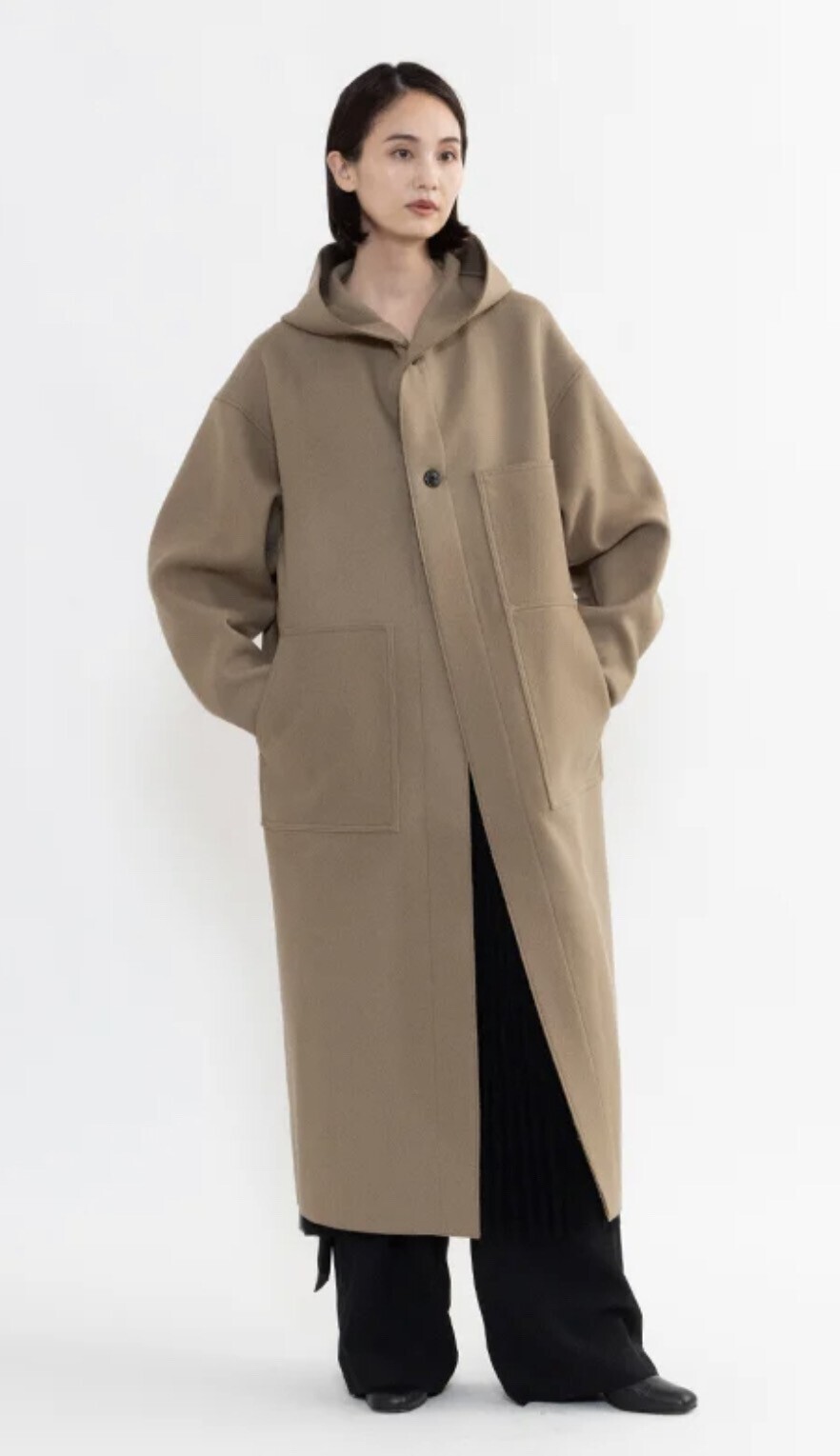 HYKE MELTON HOODED WORK COAT