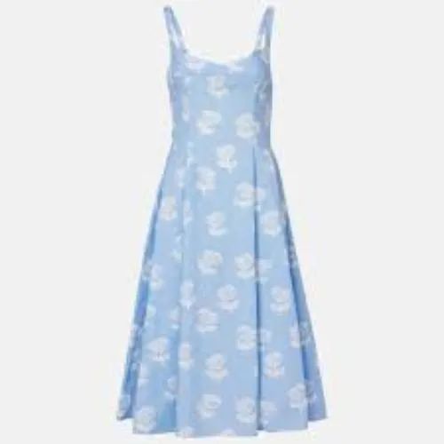 MARNI Sprayed Roses Fit & Flare Cotton Poplin Midi Dress