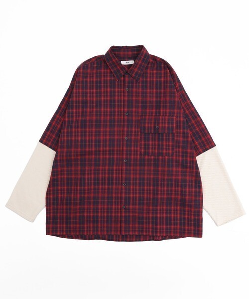 WEGO チェックレイヤードロングスリーブシャツ