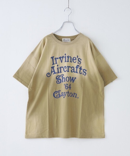 CUBE SUGAR 21/-天竺スプレー加工ロゴプリントTシャツ